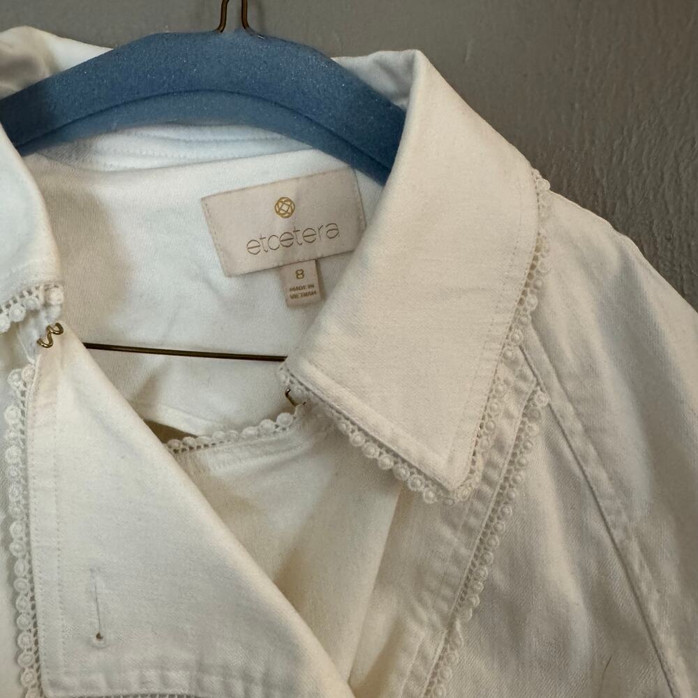 Etcetera White Cropped Button Up Jacket Size 8 Ca… - image 4